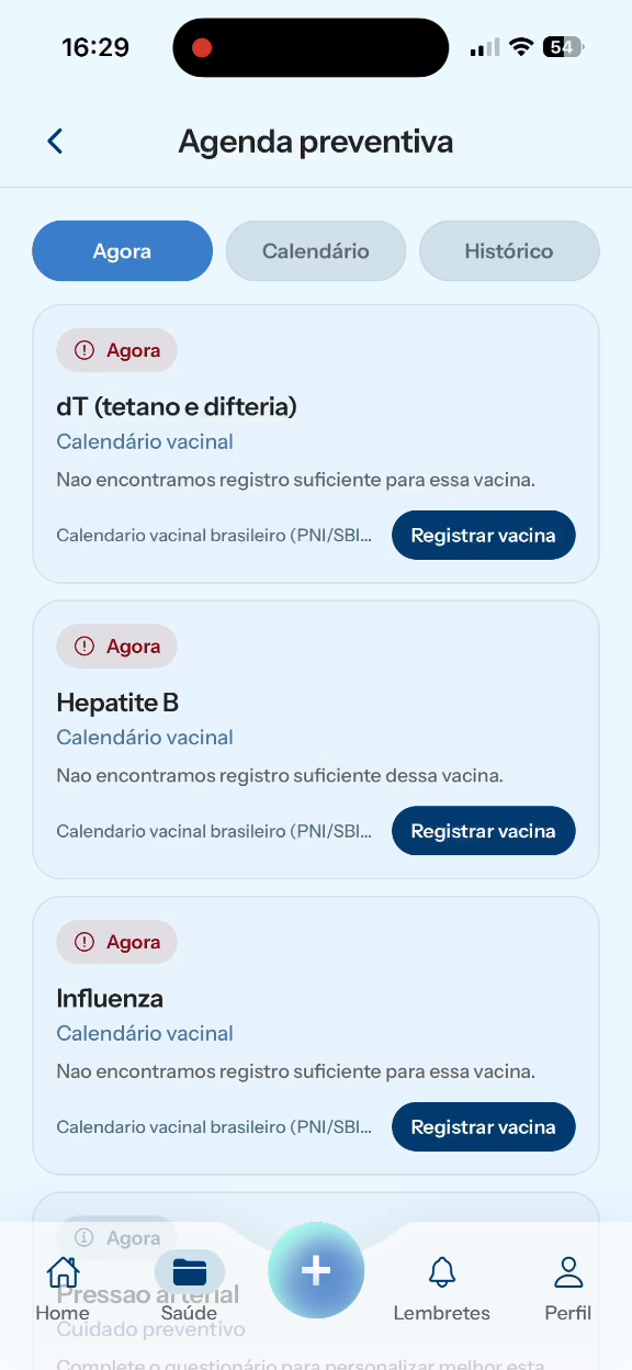 Gravação da tela do aplicativo Life Wallet em uso, 33 segundos, sem som